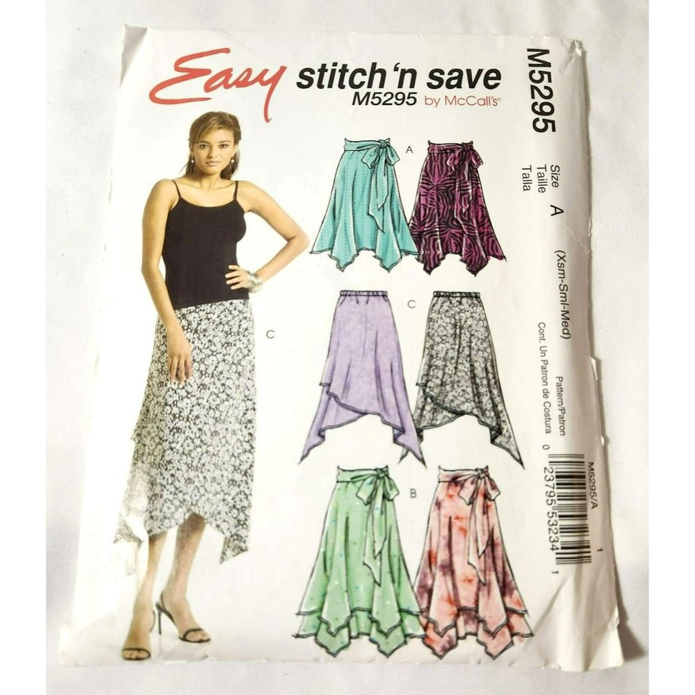 Easy Stitch n Save M5295 McCalls Size A Xsm, Sml, Med Sewing Pattern UNCUT